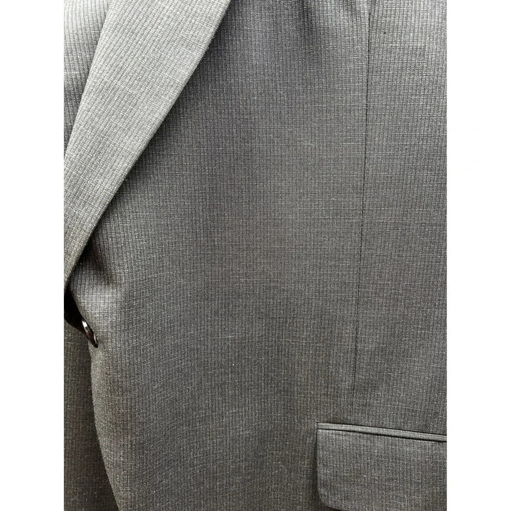 Hickey Freeman Wool Suit Set Men 48L 36x30‎ Gray USA Union Made 2-Piece Classic